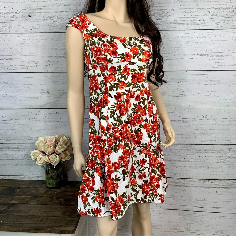 NINE WEST Red Floral Sleeveless Dress with POCKETS!